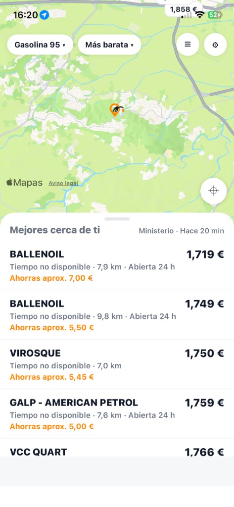 LowGas. App de gasolineras baratas: precios del Ministerio, rutas Google, navegación y CarPlay.