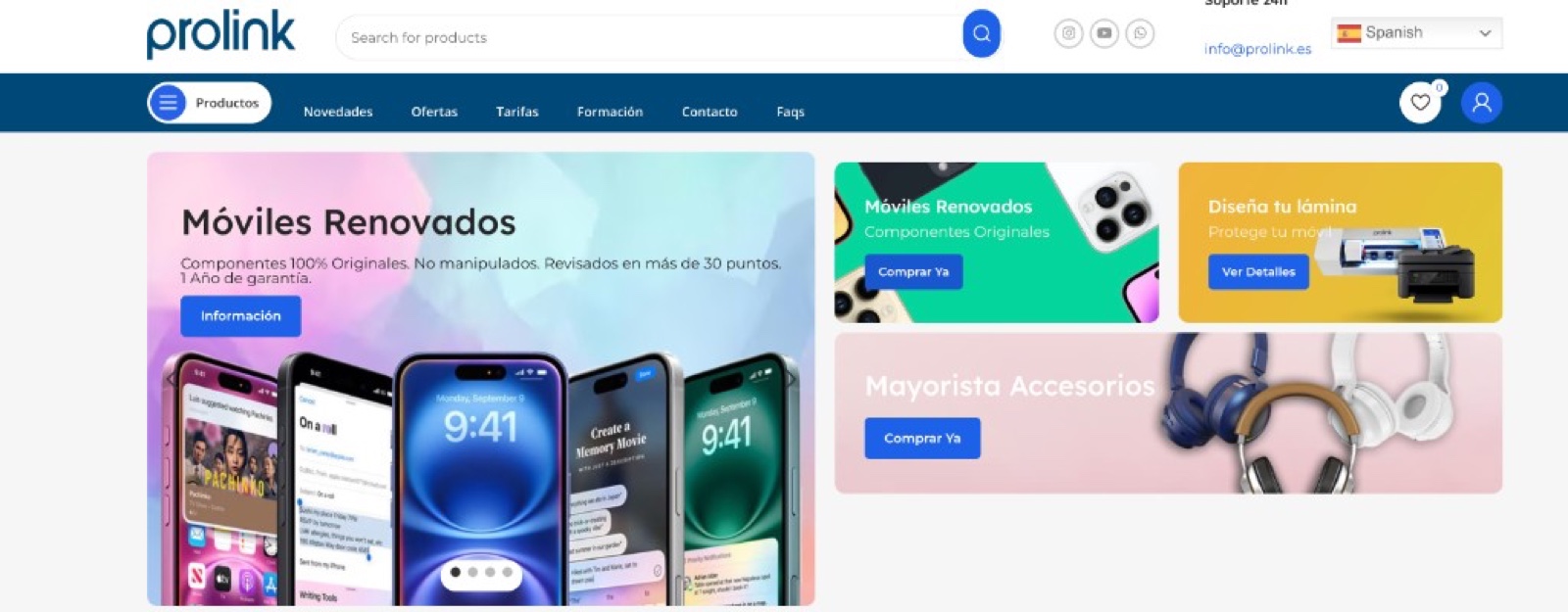 Prolink. Web de servicios con arquitectura WordPress a medida.